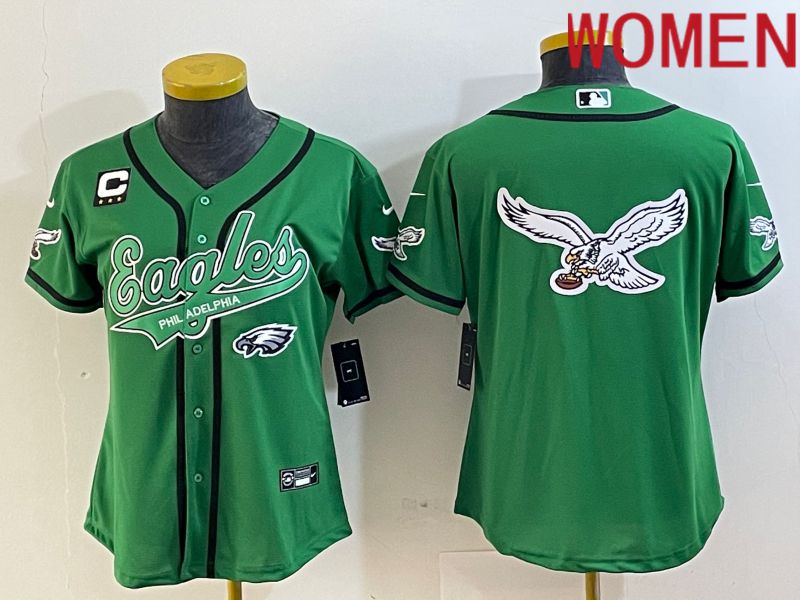 Women Philadelphia Eagles Blank Green Nike 2023 Co Branding Game NFL Jersey style 2